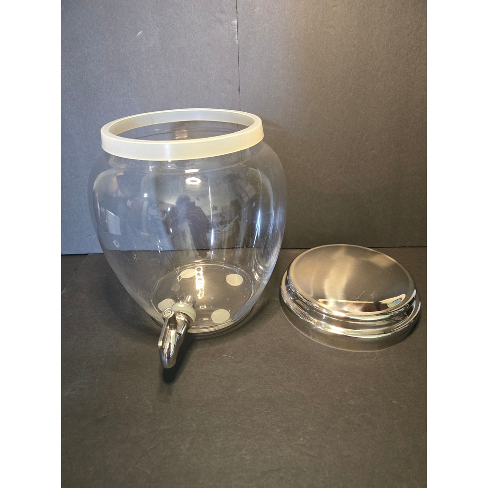 Pottery Barn Beverage Dispenser Unisex OS Clear Excellent Glass Chrome Lid